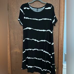 DUSDIMON Summer Casual Tshirt Dresses Short Sleeve Cover ups Beach Loose Dress